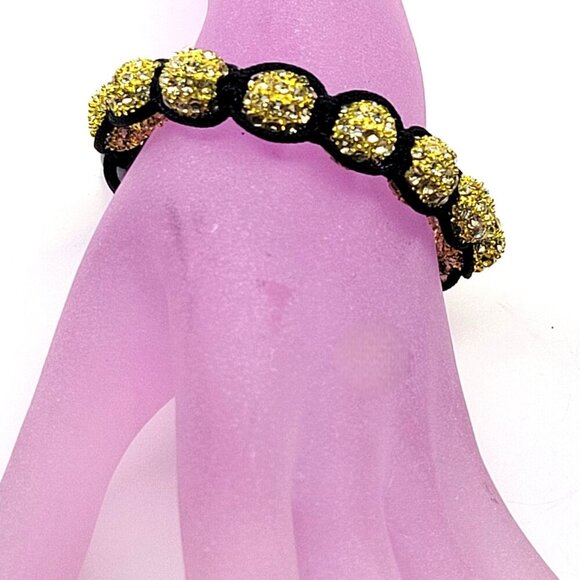 Shambala Bracelet in Yellow Diamante rhinestones - Picture 6 of 10
